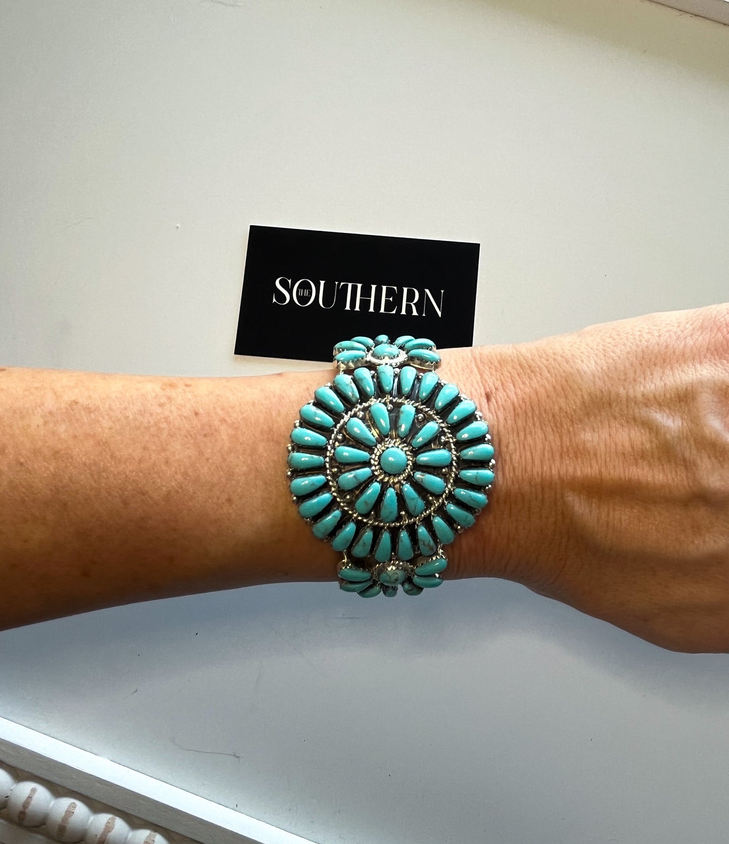 Davin Benally Petit Point Turquoise Navajo Cuff